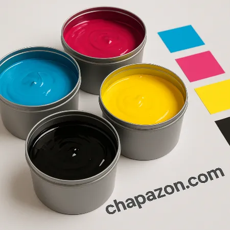 alt 1: قوطی‌های مرکب چاپ روی میز