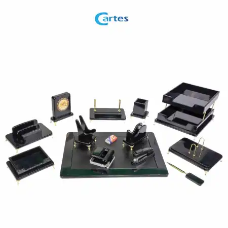 تصویر محصول ست رومیزی مدیریتی 15 پارچه لاکچری کد 315p مشکی هایگلس