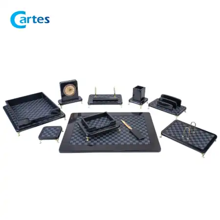 تصویر محصول ست رومیزی اداری 10 پارچه چوب و چرم کد 910p مشکی