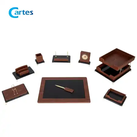 تصویر محصول ست رومیزی مدیریتی 10 پارچه تمام وکیوم کد 310p قهوه ای