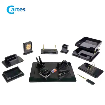 تصویر محصول ست رومیزی مدیریتی 15 پارچه لاکچری کد 315 مشکی هایگلس