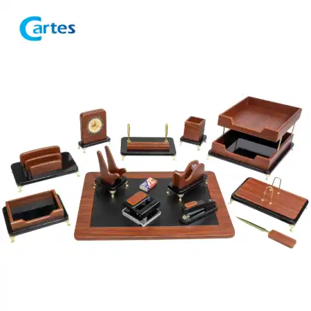 تصویر محصول ست رومیزی مدیریتی 15 پارچه لاکچری کد 315p قهوه ای