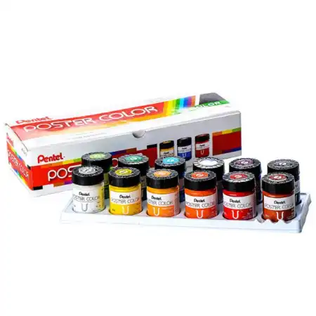 تصویر محصول گواش 12 رنگ پنتل poster color pentel