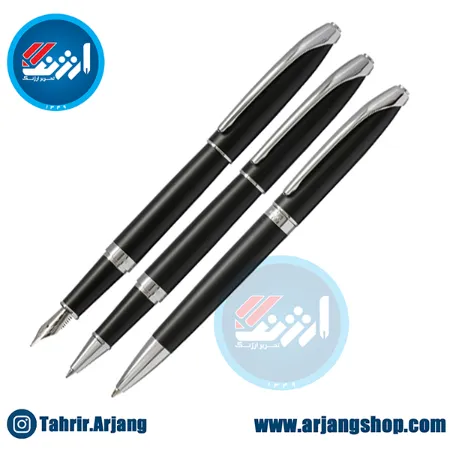 تصویر محصول ست خودکار و خودنویس و روان نویس یوروپن مدل Ring طرح مشکی مات گیره استیل